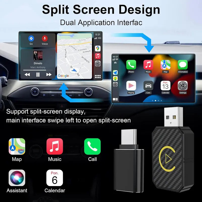 Adattatore CarPlay wireless, adatto solo al 98% delle auto con CarPlay dal 2016 in poi, piccolo adattatore CarPlay wireless USB (applicabile ad Apple CarPlay), passa da cablato a wireless