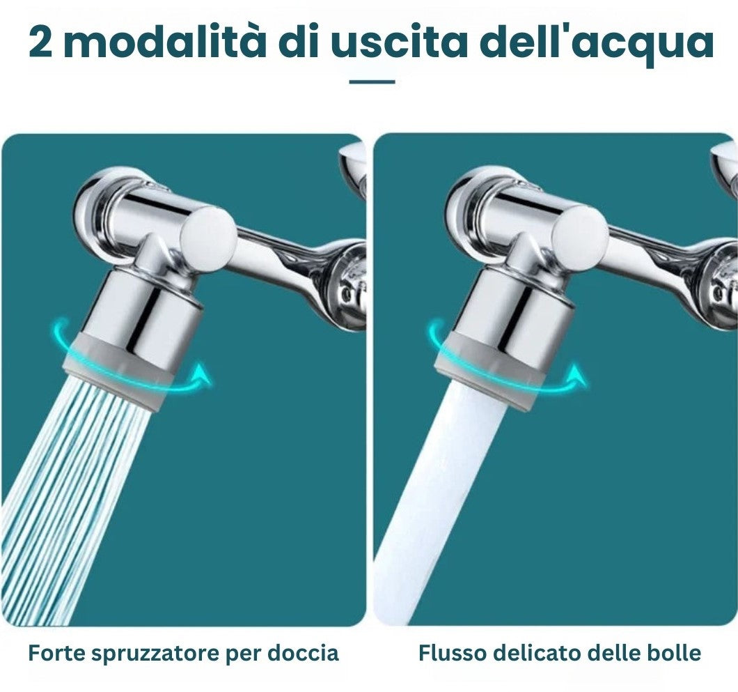 Rubinetto Magic orientabile 1080° INOX con filtro antispruzzo