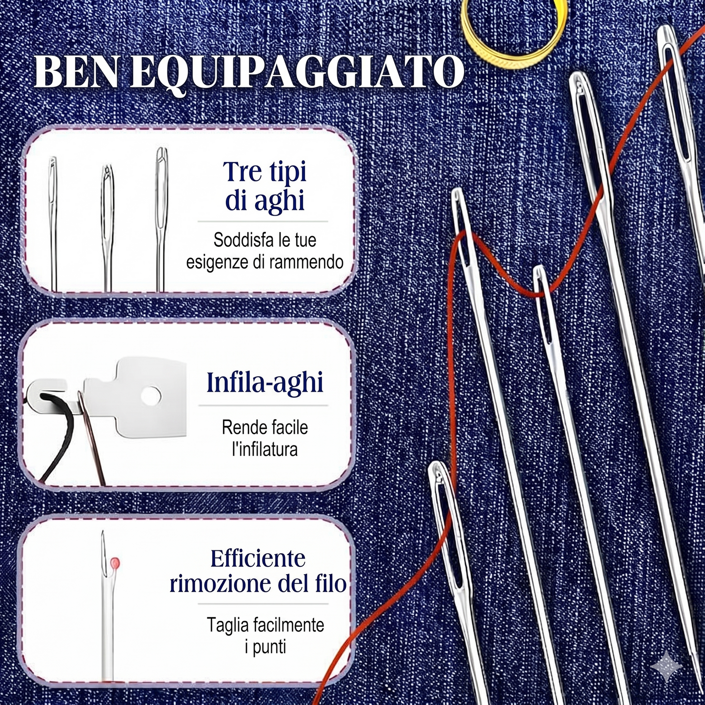Kit di riparazione fai da te 34 pezzi – Kit da cucito portatile