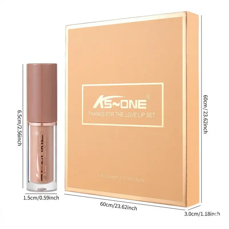 Confezione da 12 - Colorazione Lunga Tenuta Set Rossetti Liquidi Opachi Idratanti