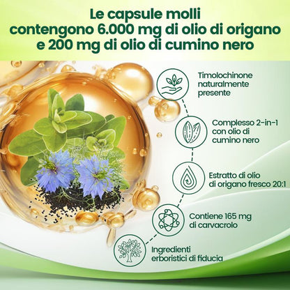 VivoNu Olio di origano 300 capsule con olio di semi neri | Antiossidanti naturali per il benessere fisico | Supporto nutrizionale | Integratore alimentare commestibile a base di sostanze vegetali altamente efficaci