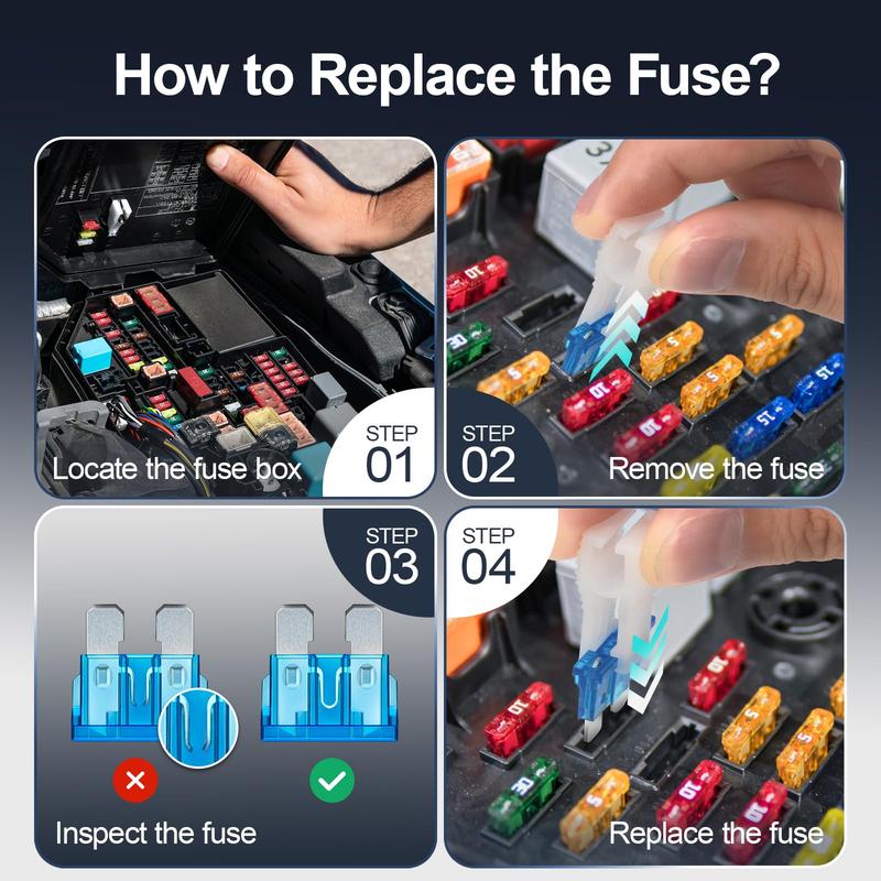 Protezione Elettrica Kit Fusibili Auto Mini Lama con Estrattore