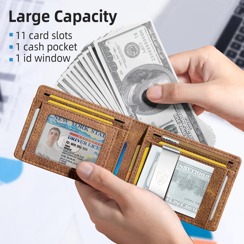 Portafoglio Uomo Slim Bifold Pelle Minimalista Antigraffio RFID
