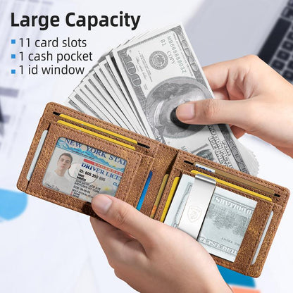 Portafoglio Uomo Slim Bifold Pelle Minimalista Antigraffio RFID