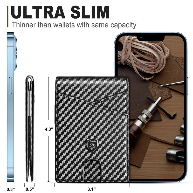 Portafoglio Uomo Slim Bifold Pelle Minimalista Antigraffio RFID