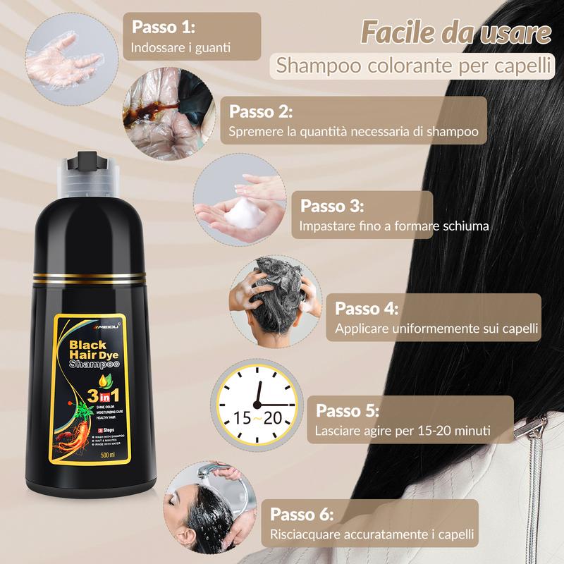 Copertura Capelli Grigi Shampoo Colorante con Estratto di Ginseng