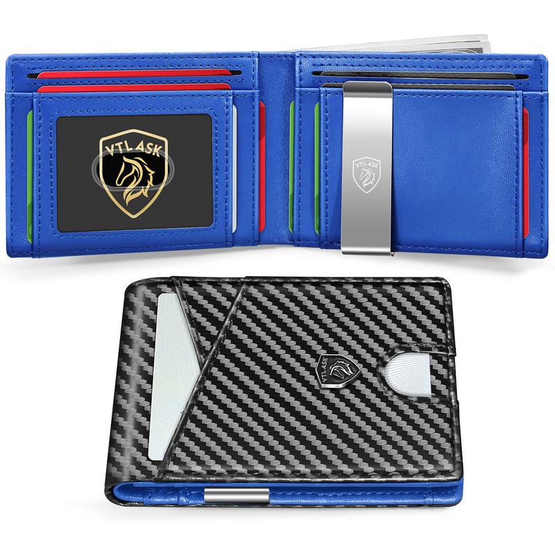Portafoglio Uomo Slim Bifold Pelle Minimalista Antigraffio RFID
