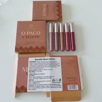 Confezione da 6 - Lunga Durata Lucidalabbra Liquido Effetto Velluto Satinato Kit