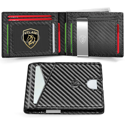 Portafoglio Uomo Slim Bifold Pelle Minimalista Antigraffio RFID