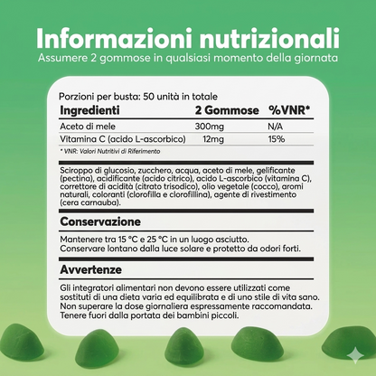 Elimina gonfiore, fame nervosa e guarisci il tuo intestino con le V-Gummies all'aceto di mele.