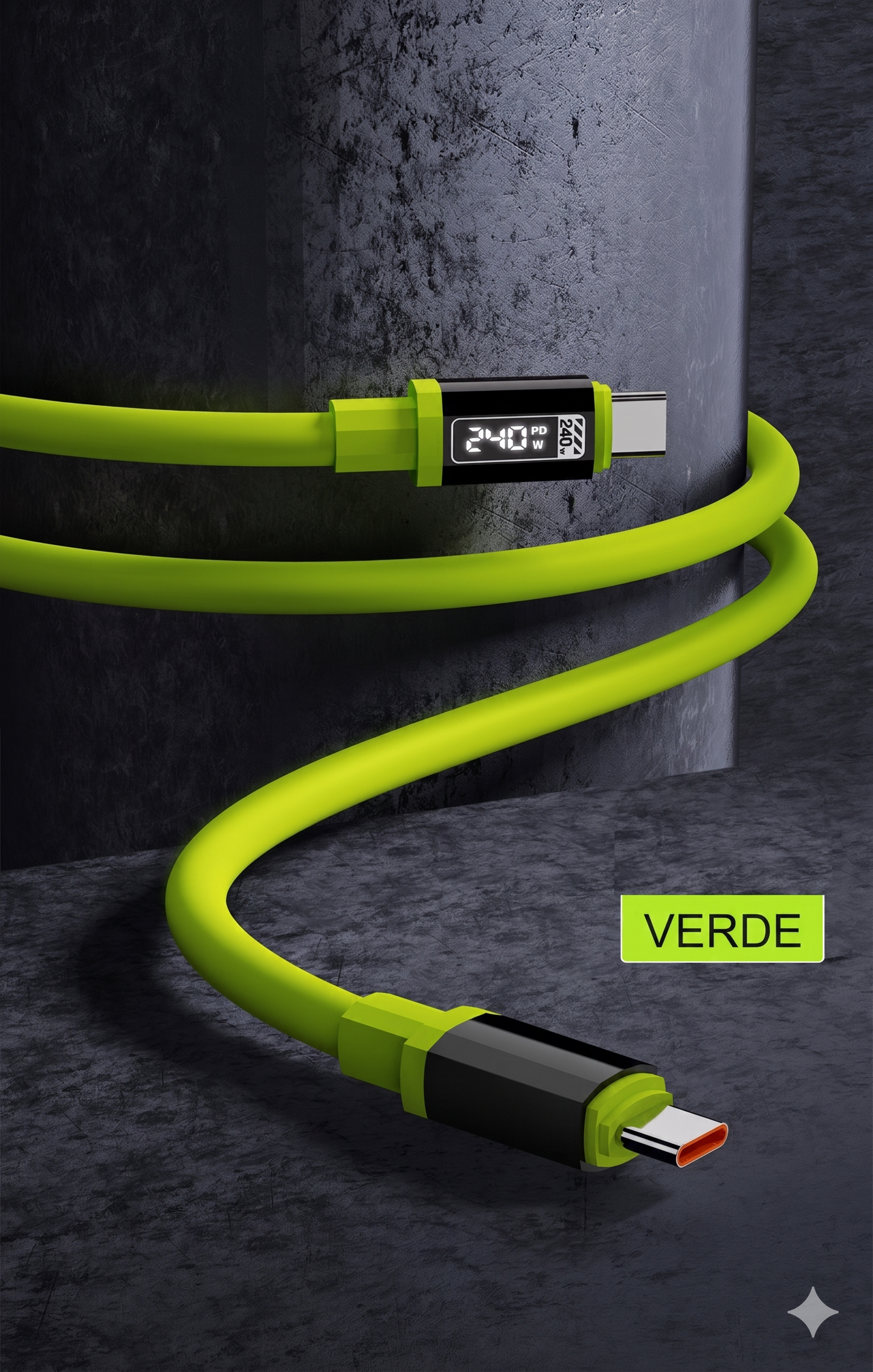 Colore Verde - Ricarica Veloce Cavo Dati 240W Compatibile Apple e Type-C
