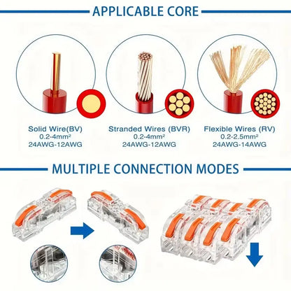 Confezione da 30 - Connessione Elettrica Sicura Connettore a Filo Singolo Bloccaggio