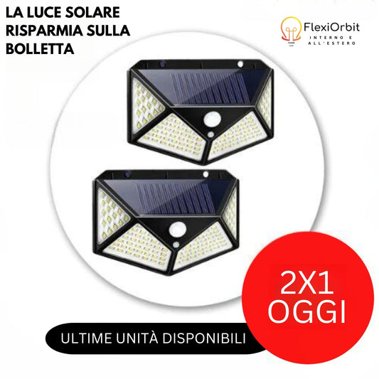 Faretto FlexiOrbit-Solar con 100 LED, sensore di movimento e angolo di 270º