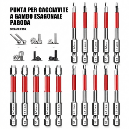 Set Cacciaviti Magnetici con Punta Esagonale per Viti Varie