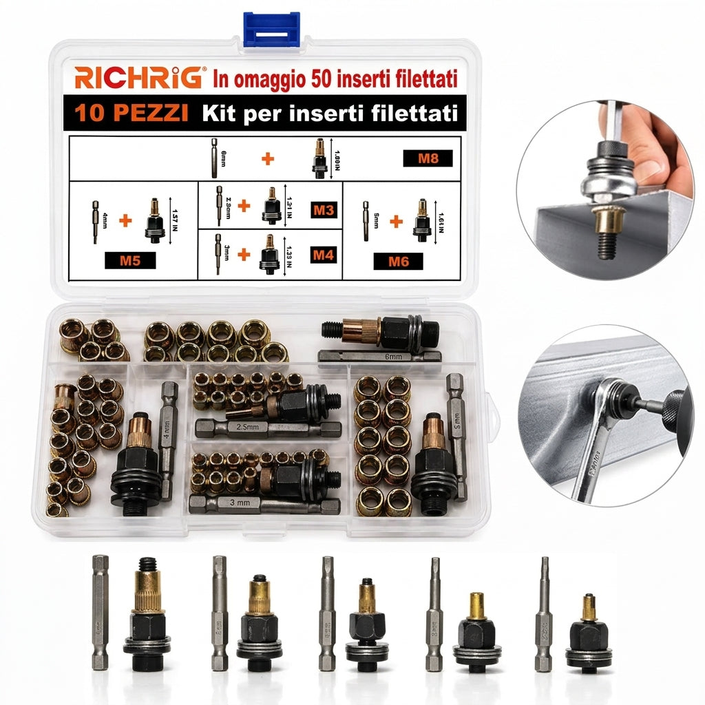 Confezione da 10 - Riparazione Auto Rivettatrice Manuale Acciaio Carbonio Kit