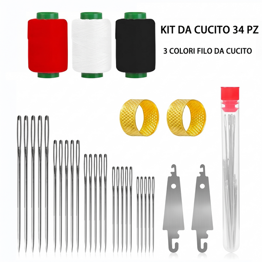 Kit di riparazione fai da te 34 pezzi – Kit da cucito portatile