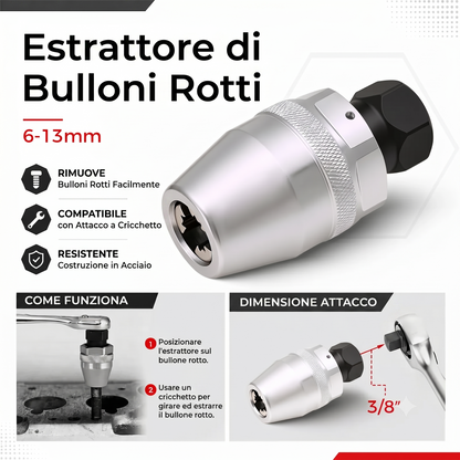Rimozione Viti Rotte Set Estrattore 6-13mm Manuale Resistente