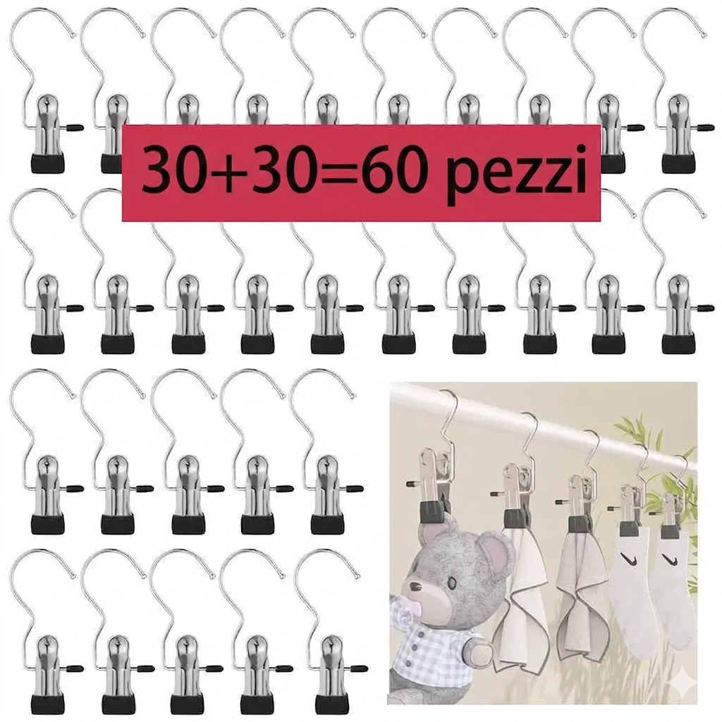 Organizzazione Salvaspazio Ganci Appendiboots in Acciaio Inox