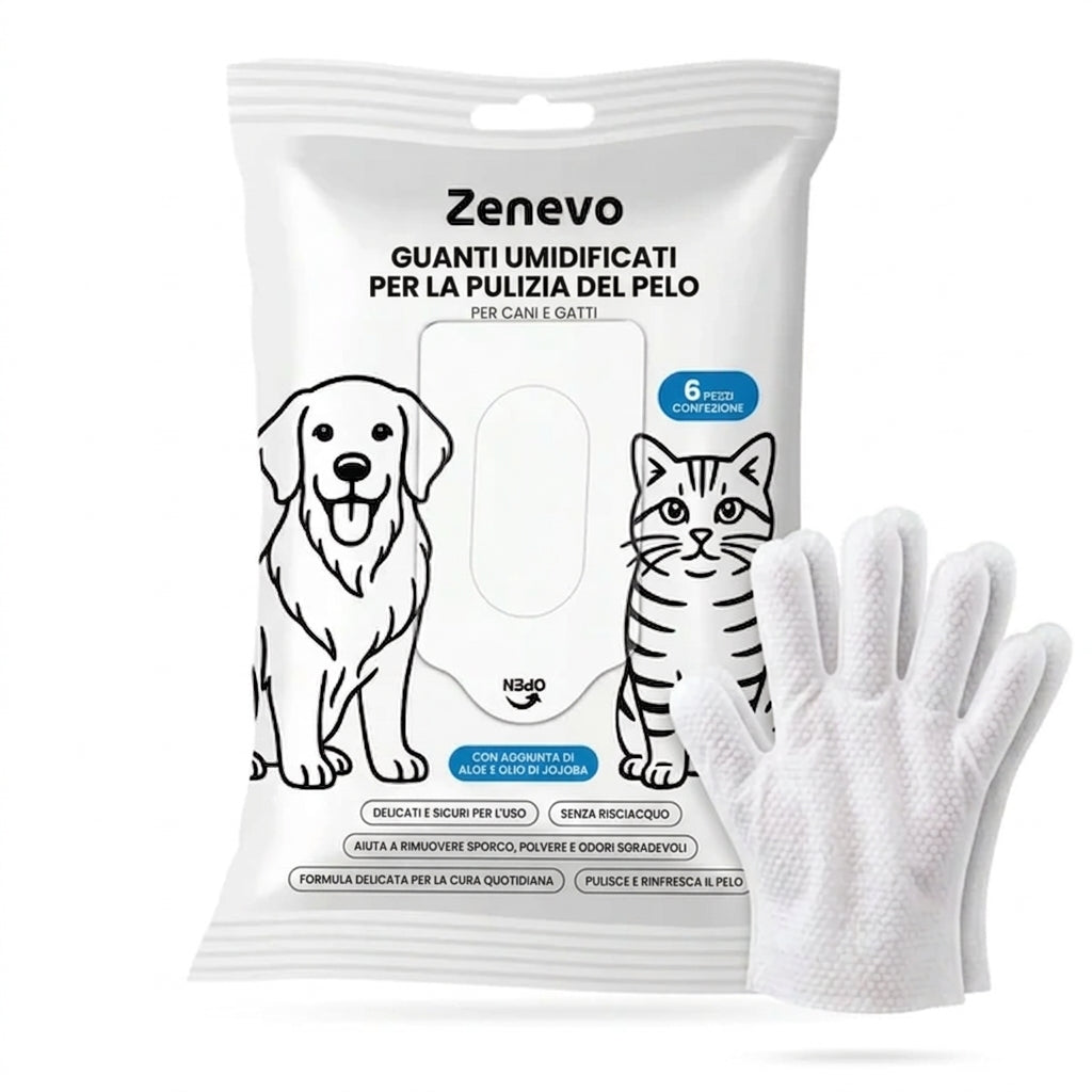 Confezione da 6 - Guanti per lavare cani e gatti