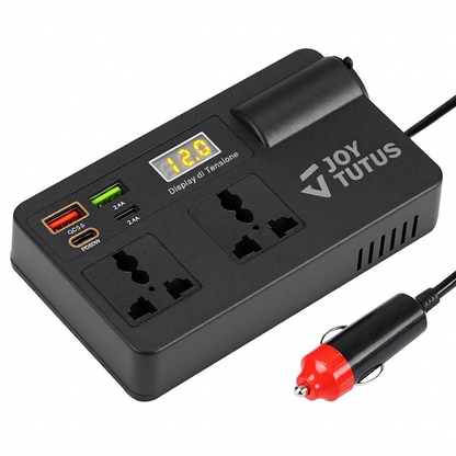 Convertitore 12-24V a 220V con USB QC3.0 e design compatto