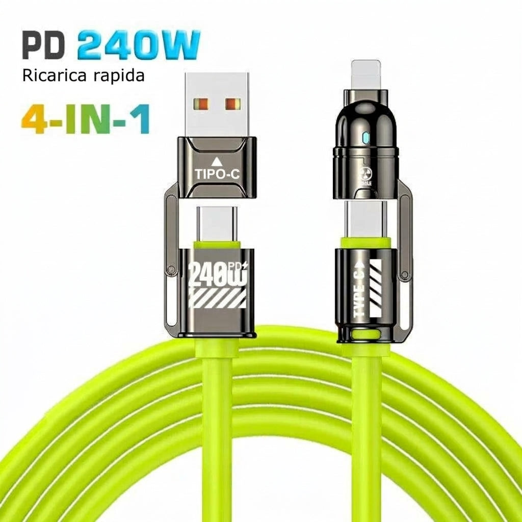 Ricarica Rapida Cavo 4 in 1 Silicone Liquido Alta Velocità