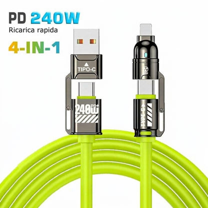 Ricarica Rapida Cavo 4 in 1 Silicone Liquido Alta Velocità