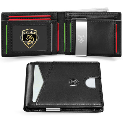 Portafoglio Uomo Slim Bifold Pelle Minimalista Antigraffio RFID