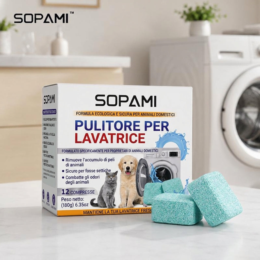 Confezione da 12 - Neutralizza Odori Pulitore Lavatrice Pet-Friendly 12 Compresse
