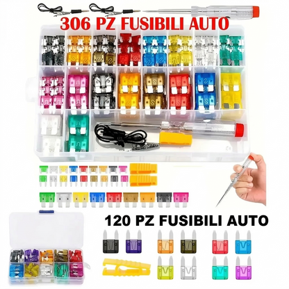 Set assortito di 306 fusibili a lama per auto