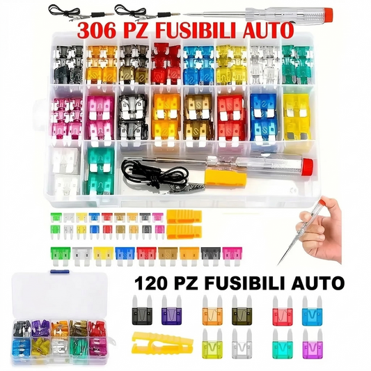 Set assortito di 306 fusibili a lama per auto