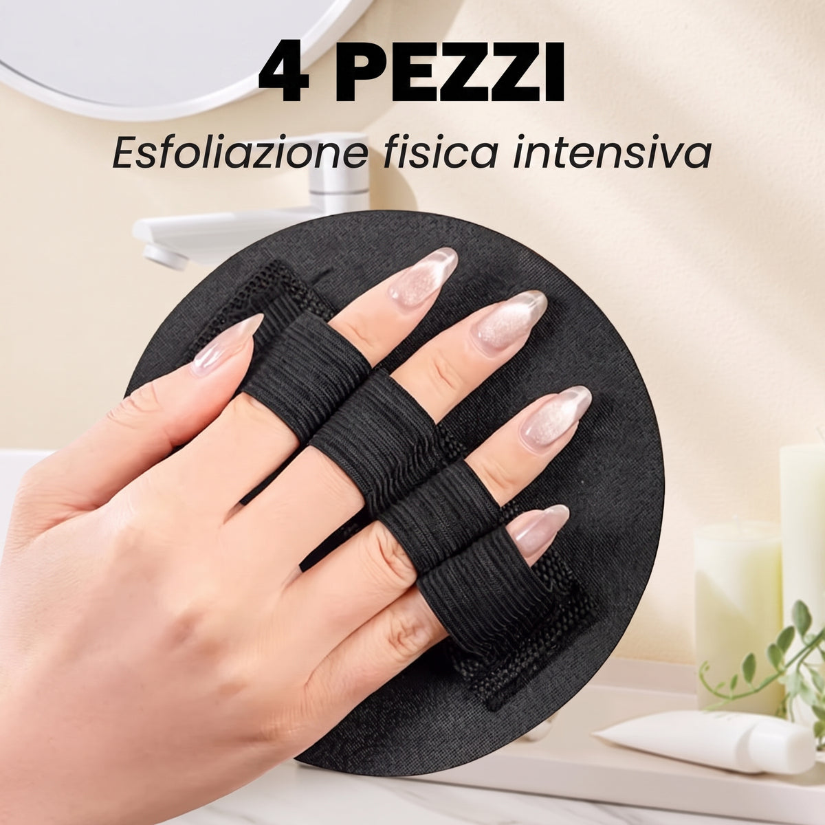 Confezione da 4 - Detergente Corpo Esfoliante Morbido in Gomma per Pelle Delicata