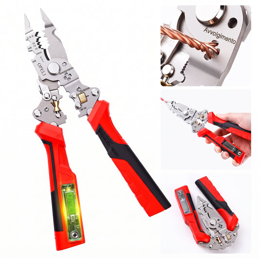 Multifunzione Pinza Spellafili Ricaricabile con Tester Voltaggio