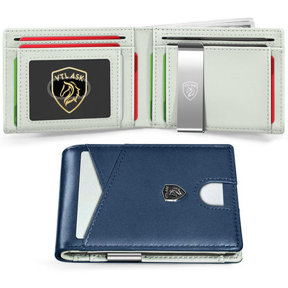 Portafoglio Uomo Slim Bifold Pelle Minimalista Antigraffio RFID