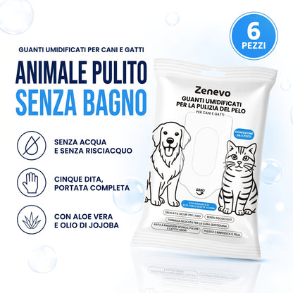 Confezione da 6 - Guanti per lavare cani e gatti