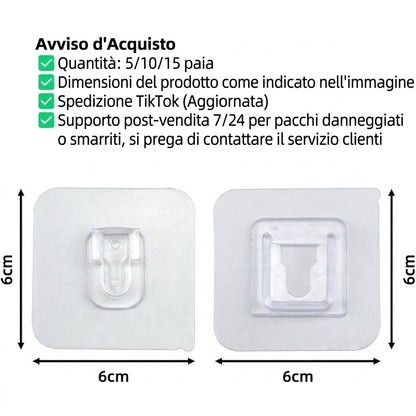 Confezione da 10 - Organizzazione Casa Facile Supporti Adesivi Multiuso Senza Foro