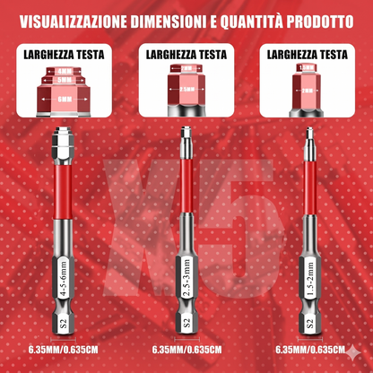 Set Cacciaviti Magnetici con Punta Esagonale per Viti Varie