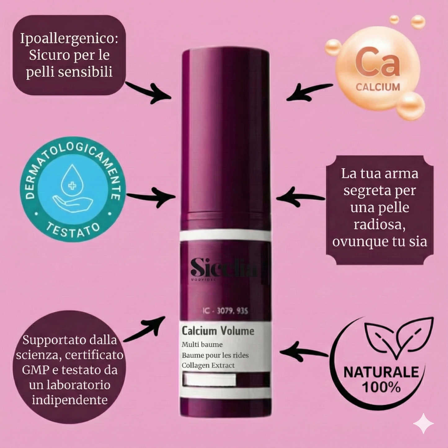Balsamo viso al collagene e calcio