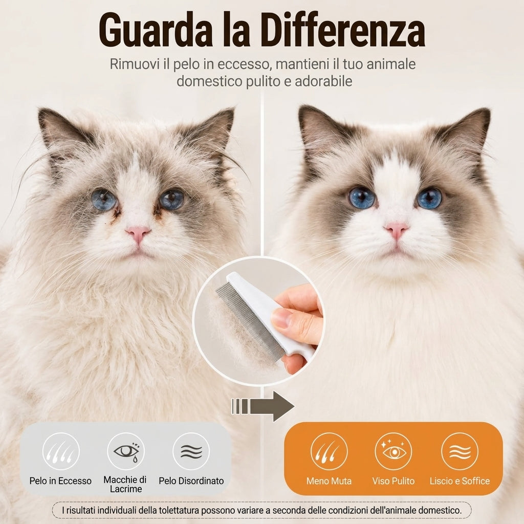 Rimozione Pelo Antipulci Pettine in Acciaio Inox per Animali