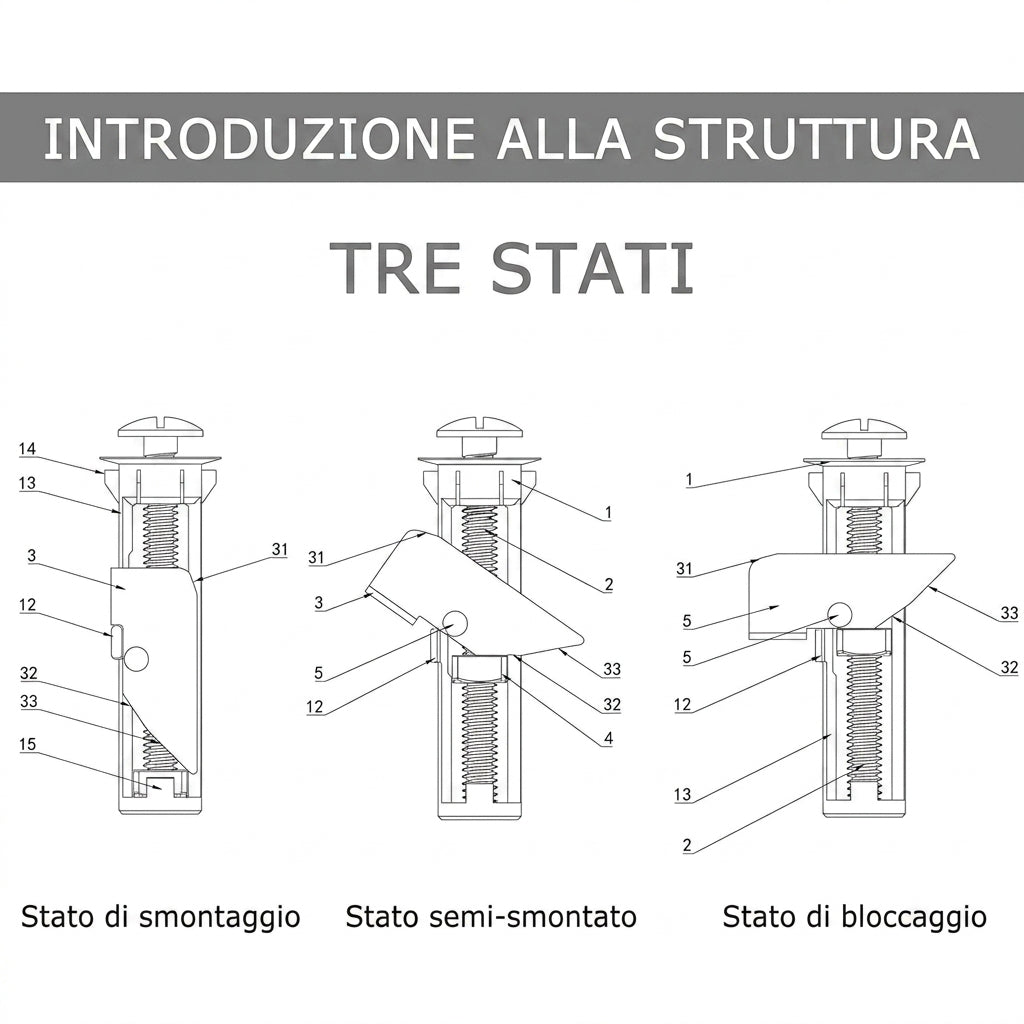 Confezione da 4 - Installazione Facile Kit Bulloni Universali per Sedile WC