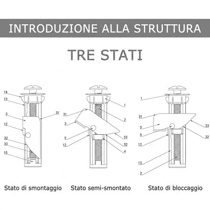 Confezione da 4 - Installazione Facile Kit Bulloni Universali per Sedile WC