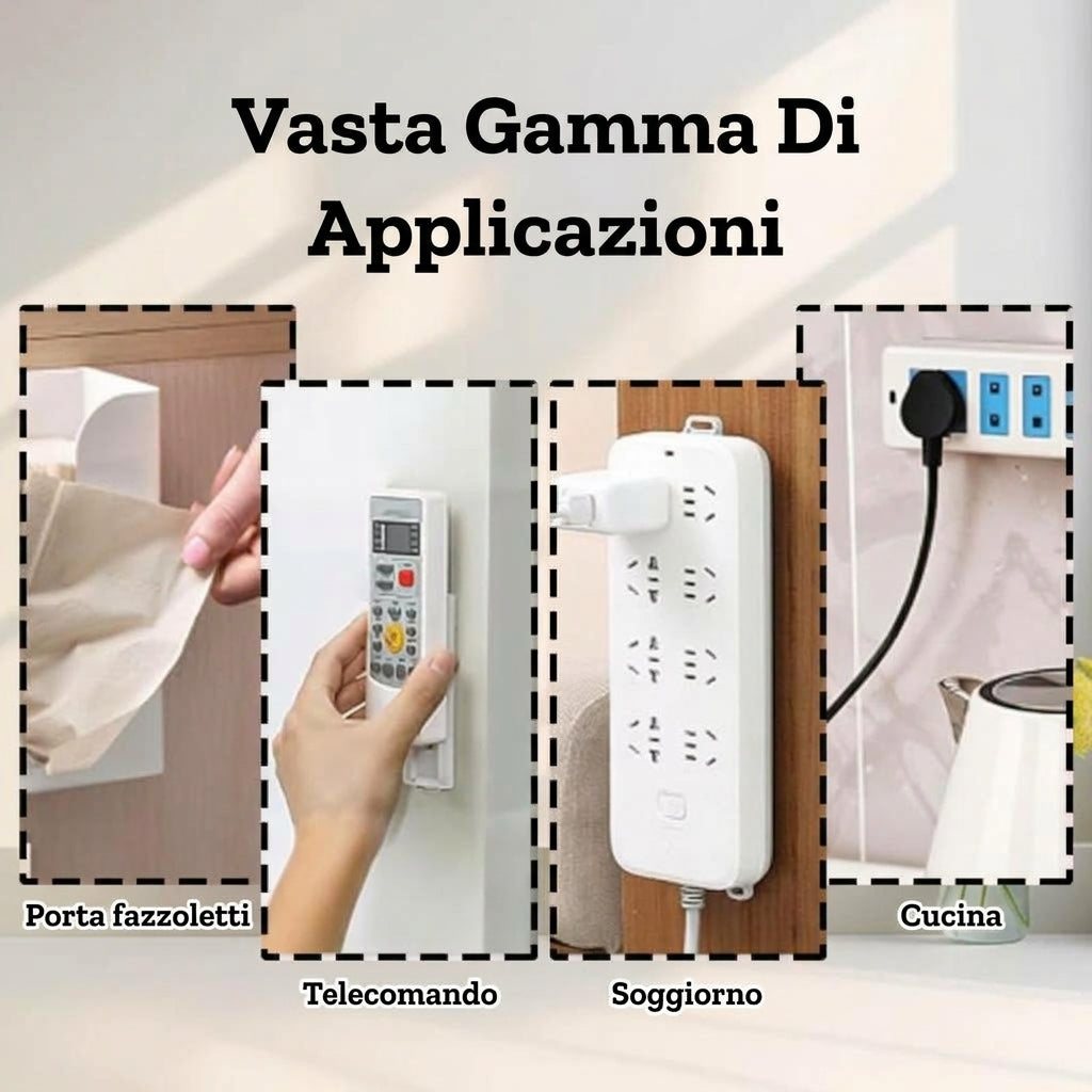 Confezione da 10 - Supporto Adesivo Per Prese E Organizer Cavi Da Scrivania