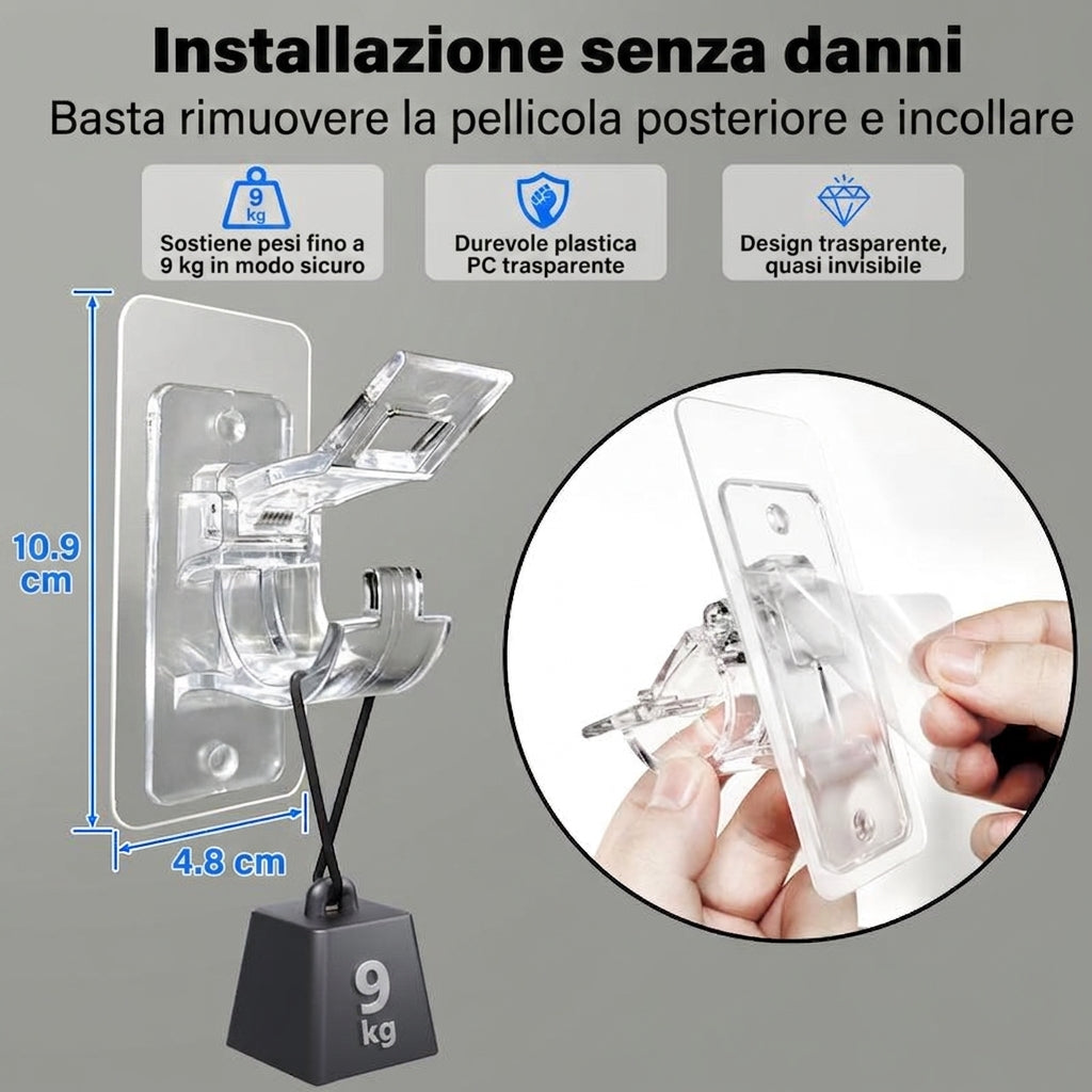 Confezione da 6 - Installazione Facile Supporti Bastoni Tende Senza Fori