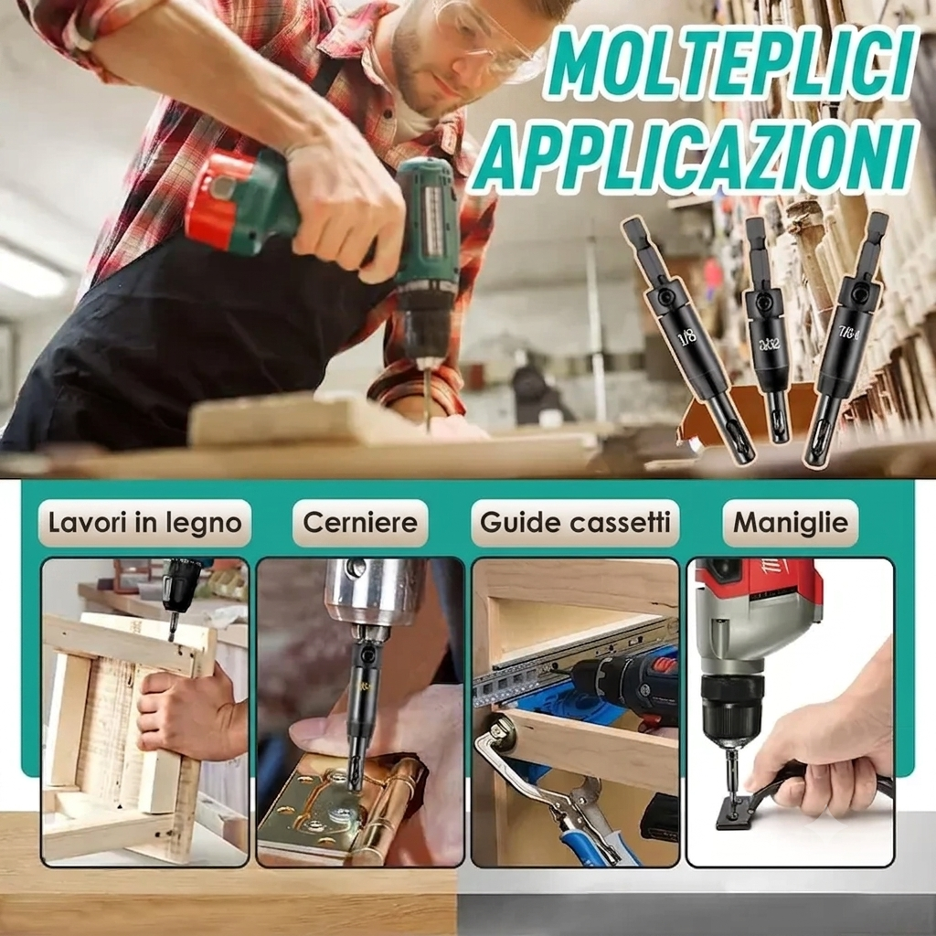 Alta Precisione Set Punte Trapano Auto-Centranti Acciaio Duro