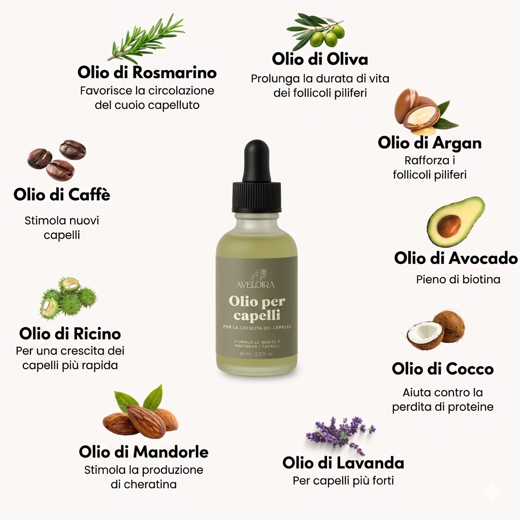 Olio vegano per capelli per una crescita rapida