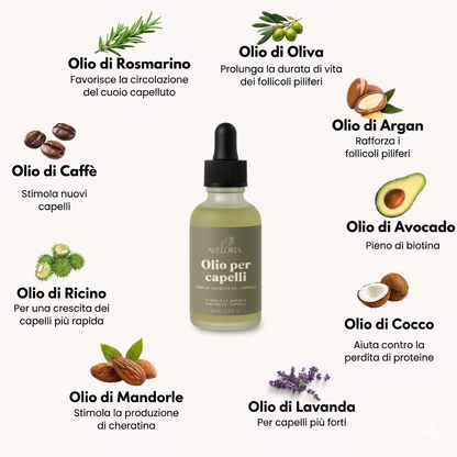 Olio vegano per capelli per una crescita rapida