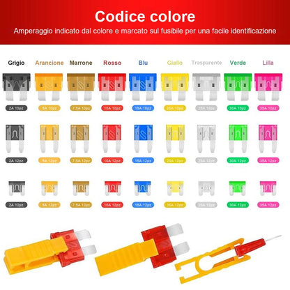 Protezione Sovraccarico Fusibili Auto Zincati Set Colorato 306 Pezzi