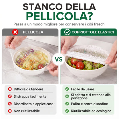Coperture Elastiche Monouso per Alimenti, 100 Pezzi Sicure
