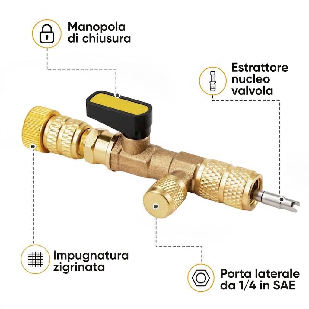 Strumento Rimozione Valvola AC con Kit Valvole e Guarnizioni