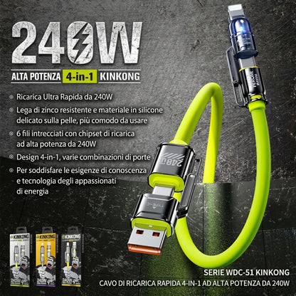 Ricarica Rapida Cavo 4 in 1 Silicone Liquido Alta Velocità