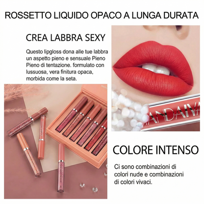 Set di 6 rossetti liquidi opachi a lunga tenuta